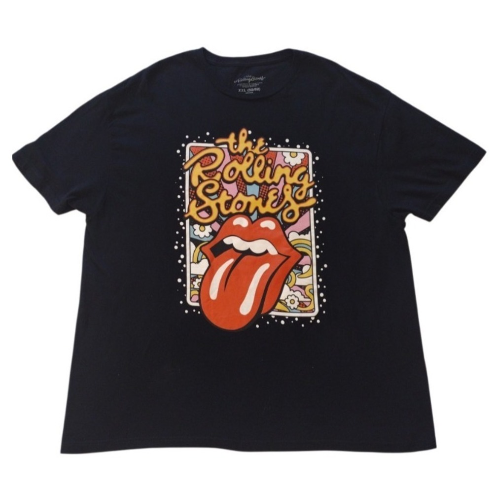 The Rolling Stones T-Shirt Men XXL Black Pop Art Tongue Graphic‎ 2022 Short Slvs